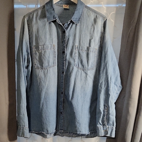 Faded Glory Blue Casual Button Down Shirt - Picture 2 of 7